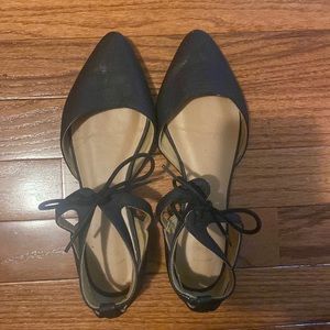 Black close toed lace sandals